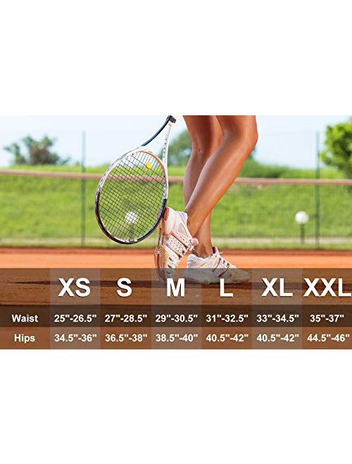 Yogipace Women's 4 Pockets UPF 50+ 17" Long Tennis Skirt Running Golf Skorts