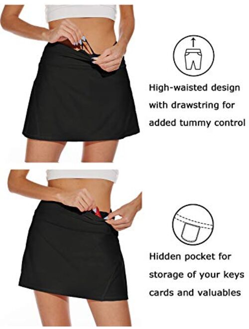 XIEERDUO Women's Athletic Tennis Golf Skirts with Shorts Pockets Acitve High Waisted Running Skorts