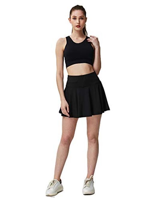 Women's Active Athletic Built-in Shorts Skirt Performance Skort with Pockets for Running Golf Tennis Yoga(S-3XL=US XS-2XL)