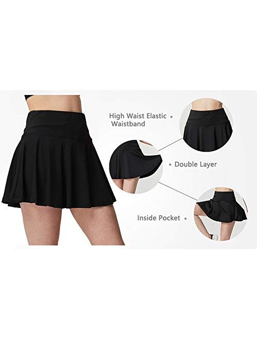 Women's Active Athletic Built-in Shorts Skirt Performance Skort with Pockets for Running Golf Tennis Yoga(S-3XL=US XS-2XL)