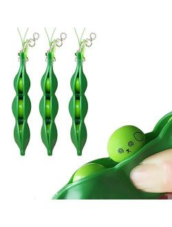 Acerich 3 Pack Edamame Keychain Fidget Toys - Squeeze-a-Bean Puchi Puti Mugen Keyring Pea Keychain Soybean Toys Gift