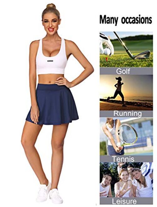 COOrun Womens Pleated Tennis Skirts with Shorts and Pockets Athletic Skort for Golf Sport Running Workout