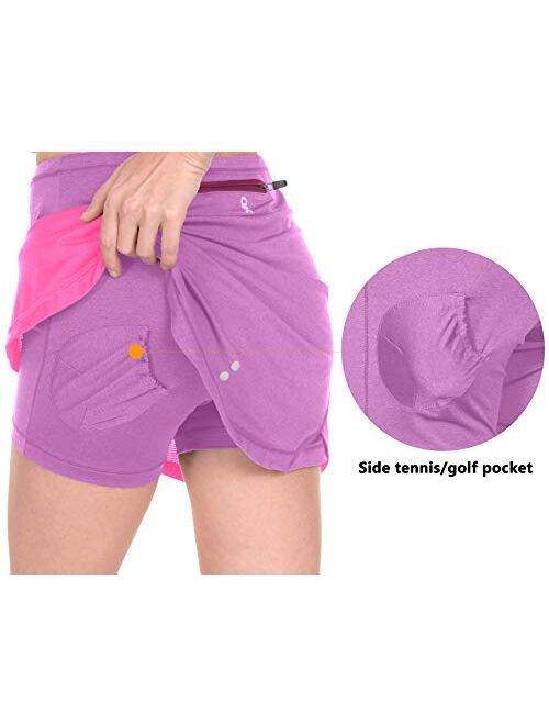 Little Donkey Andy Women's Athletic Tennis Skirt with Shorts Pockets Moisture Wicking UPF 50+ Running Workout Golf Skort