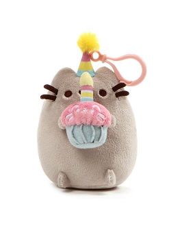 GUND Pusheen Snackable Birthday Cupcake Cat Plush Stuffed Animal Backpack Clip