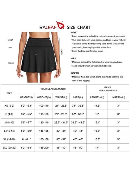 BALEAF Women's High Waisted Tennis Skirt Golf Active Sport Running Skorts Skirts Ball Pockets