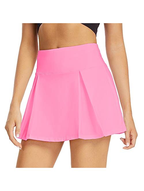 Women's Athletic Stretch Skort Pleated Skirt with Shorts and Pocket for Running Tennis Golf Workout Cheerleading