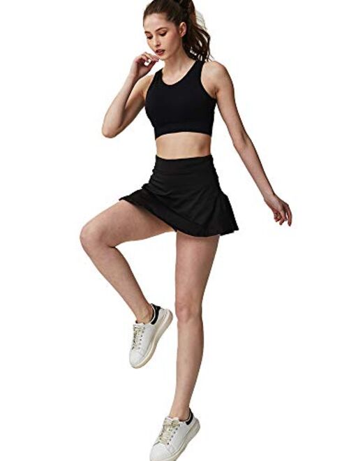 Sobrisah Women's Athletic Skort Pleated Tennis Skirts Girls Golf Skirt Running Shorts with Pocket