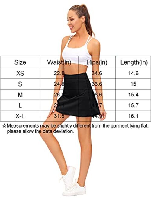 Loovoo Women's Pleated Tennis Skirts with Pockets Shorts Athletic Golf Skirts Activewear Running Workout Sports Skirt