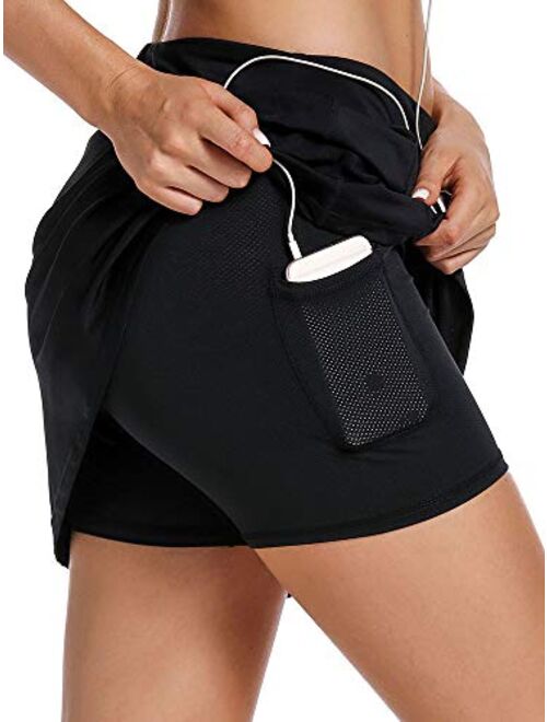 Jessie Kidden Women's Athletic Stretch Skort Tennis Skirts with Shorts and Pockets for Running Tennis Golf Workout Sports
