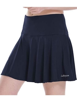 LABEYZON Women's Athletic Tennis Skirt Workout Casual Golf Sport Skorts Running Pleated Skater Shorts Ball Pockets