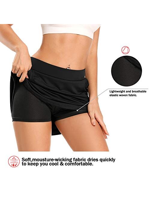 Women's Athletic Skorts Lightweight Active Skirts with Shorts Pockets Running Tennis Golf Workout Sports