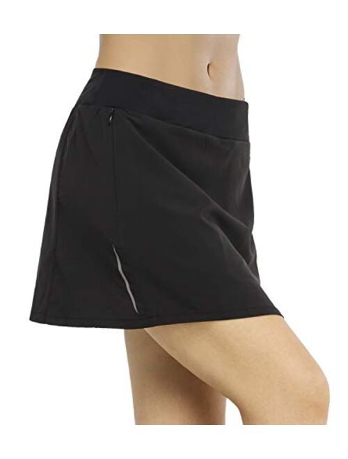 MIER Women's Athletic Skirt Sports Golf Tennis Running Skort with Elastic Waistband, 4 Pockets, Water Resistant