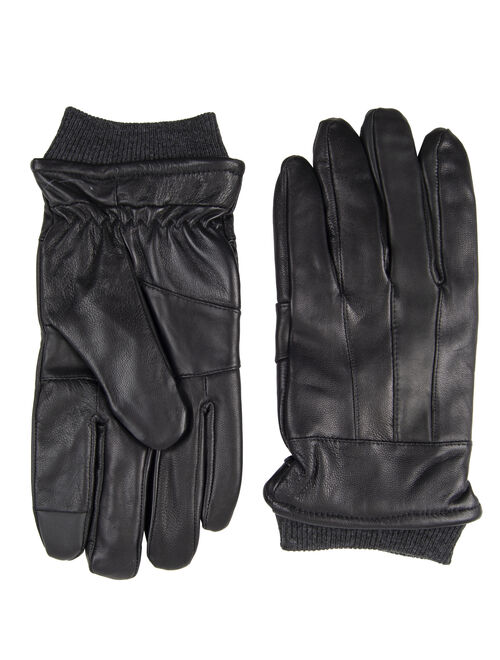 Heat Edge Warm Winter Leather Touchscreen Driving Mens Gloves