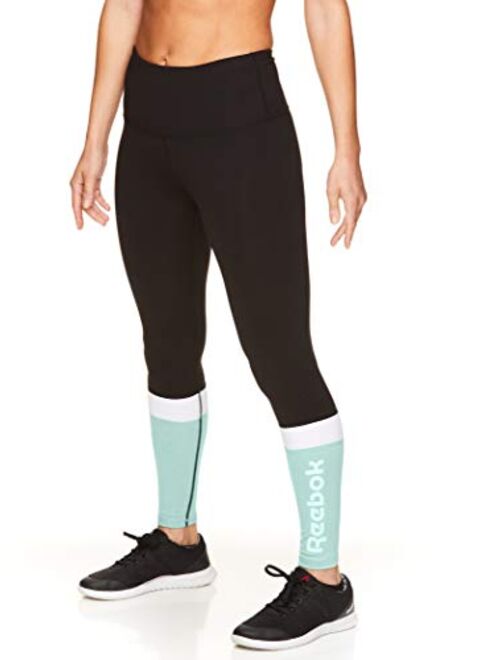 Reebok Women's 7/8 Workout Leggings w/High-Rise Waist - Performance Compression Athletic Tights