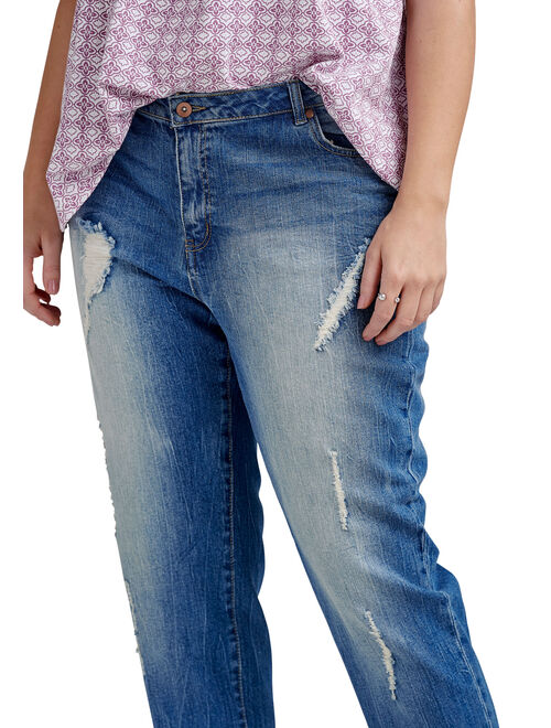 Ellos Women's Plus Size Boyfriend Jeans Jeans