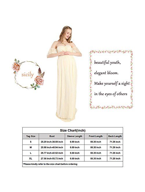 Sicily Womens Lace Off-Shoulder Long Maternity Dress Plus Photography 