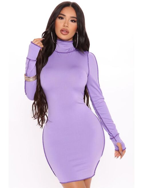 Stitched Up Bodycon Mini Dress - Purple