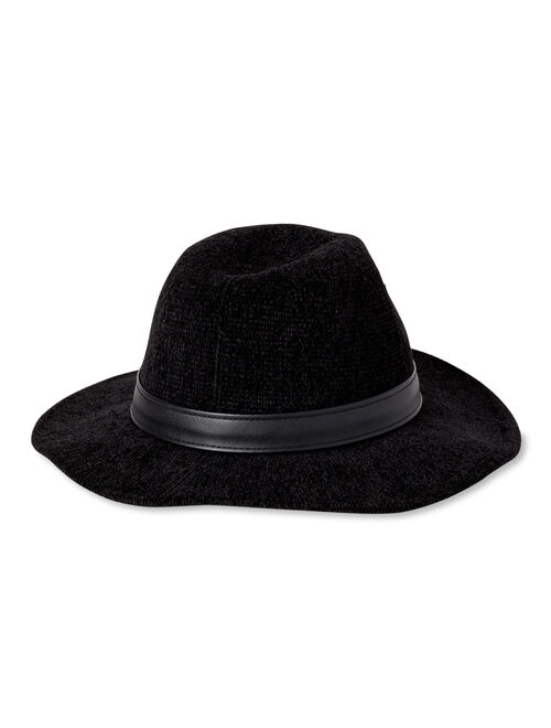 Scoop Women's Chenille Fedora with Faux Leather Trim