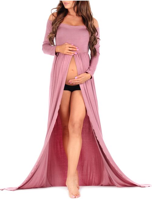 Off Shoulder Maternity Gown For Photoshoots
