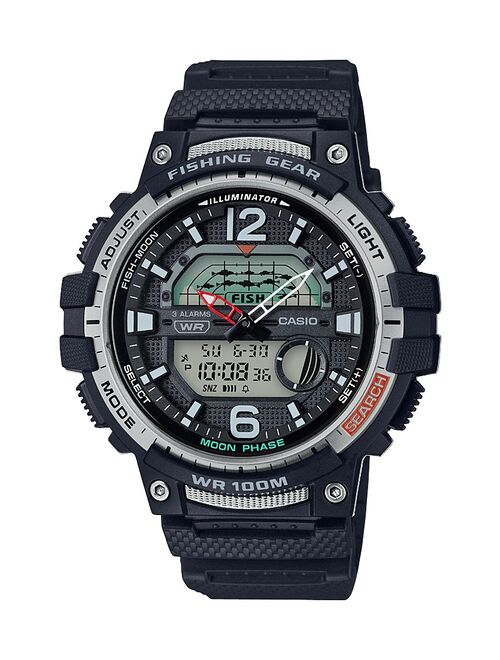 Casio Fishing Timer and Moon Graph Analog-Digital Watch, Black