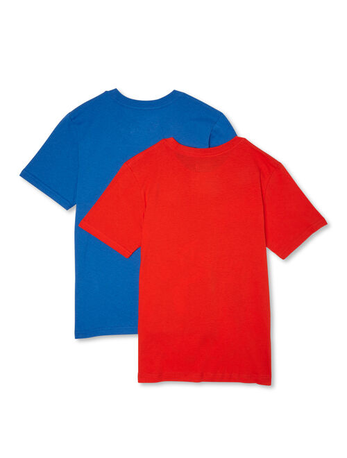 Marvel Spider-Man Boys Digital Spider & Face Graphic T-Shirts, 2 Pack, Sizes 4-18