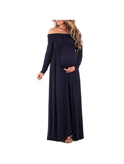 | Ivory Maternity Off-Shoulder Maxi Dress
