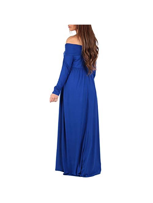 Mother Bee Maternity | Ivory Maternity Off-Shoulder Maxi Dress