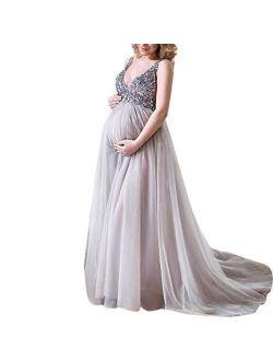 Hemlock Long Maternity Dress, Women Lace Maternity Photo Dress Off Shoulder Photography Pregnancy Dress Wedding Party Dress