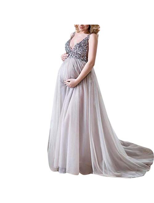 Hemlock Long Maternity Dress, Women Lace Maternity Photo Dress Off Shoulder Photography Pregnancy Dress Wedding Party Dress
