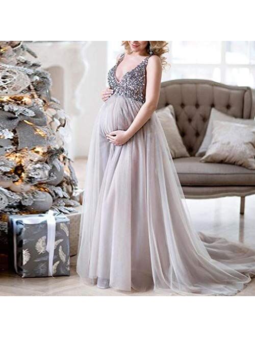 Hemlock Long Maternity Dress, Women Lace Maternity Photo Dress Off Shoulder Photography Pregnancy Dress Wedding Party Dress