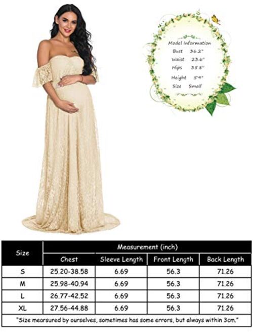 ZIUMUDY Photography Maternity Dress Off Shoulder Lace Baby Shower Pregnant Wedding Dress