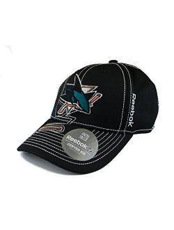 San Jose Sharks Black Draft Cap Fitted Hat (Adult S/M)