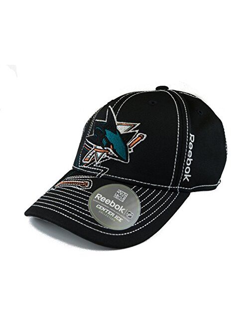Reebok San Jose Sharks Black Draft Cap Fitted Hat (Adult S/M)