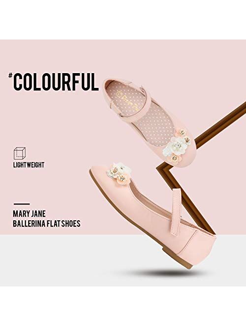 DREAM PAIRS Girls Mary Jane Strap Ballerina Flat Shoes