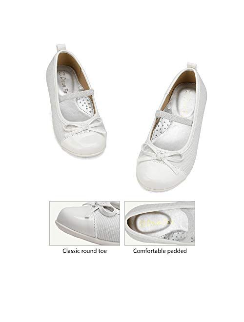 DREAM PAIRS Girls Ballerina Dress Shoes Elastic Strap and Bow Mary Jane Flats