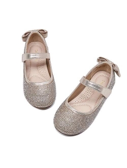 DeerBunny Toddler/Little Kid Girl's Dress Mary Jane Ballet Flats Bow Flower Girl Wedding Party Ballerina Flat Shoes