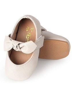 UniBaby7 Baby Girl Shoes Soft Sole Ballet Flats Baby Walking Shoes with Flowers Infant Mary Jane Dress Crib Shoes for Toddler Girls