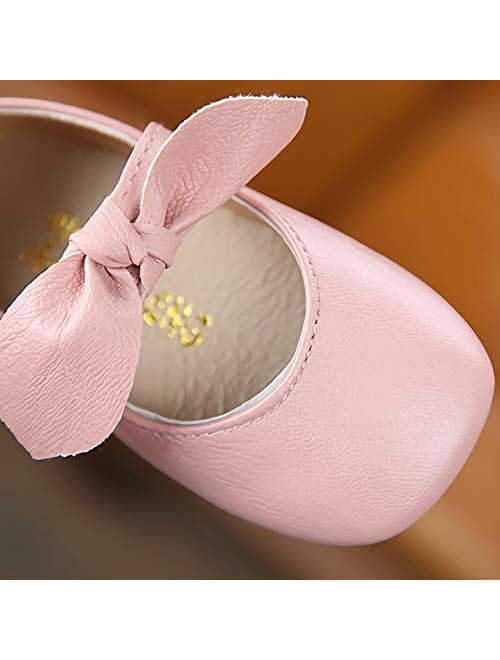 UniBaby7 Baby Girl Shoes Soft Sole Ballet Flats Baby Walking Shoes with Flowers Infant Mary Jane Dress Crib Shoes for Toddler Girls