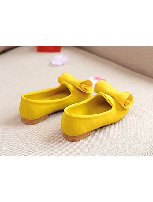 Vokamara Faux Suede Bow Round Toe Ballet Flats Slip On Shoes (Little Kid/Big Kid)