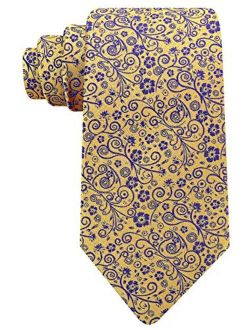 Gold and Purple Floral Ties for Men - Woven Gold Necktie - Mens Gold/Purple Ties Neck Tie by Scott Allan