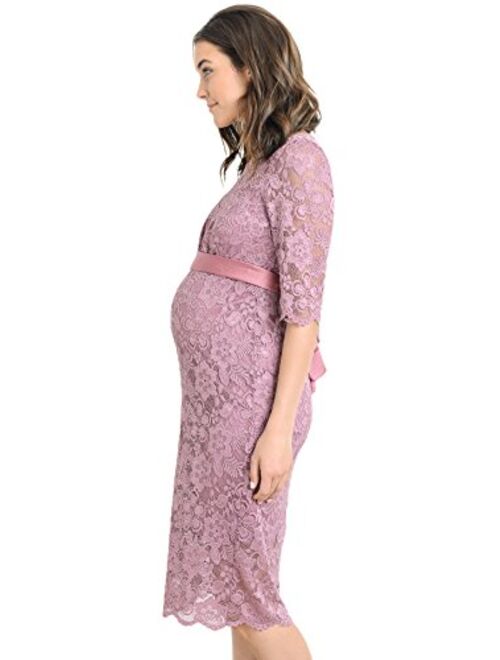 Hello MIZ Women's Baby Shower Floral Lace Maternity Dress