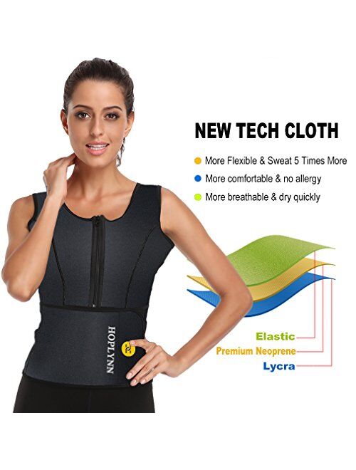 HOPLYNN Neoprene Sauna Sweat Vest for Women Waist Trainer Corset Trimmer Vest with Belt for Weight Loss Women