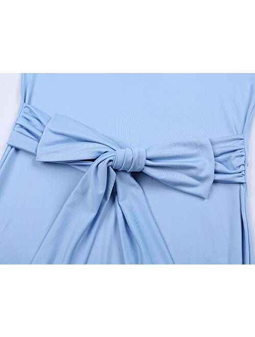 Molliya Maternity Long Dress Tie Front Slim Fitted Photography Maxi Dresses for Baby Shower