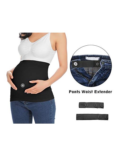 Seamless Belly Band with Pants Extenders for Pregnancy and Postpartum, Maternity Shirts Clothing Extender