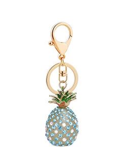 JOUDOO Solid Pineapple Keychain with Rhinestone keyring for Bags or Purse GJ006