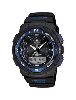 Men's Classic Twin Sensor Thermometer Compass Black with Blue Watch SGW500H-2BV