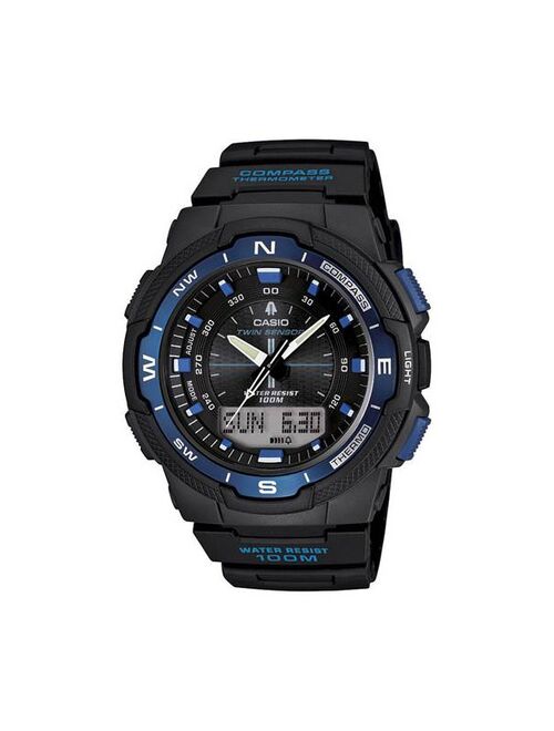 Casio Men's Classic Twin Sensor Thermometer Compass Black with Blue Watch SGW500H-2BV