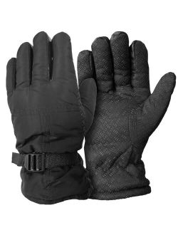 Men's Windproof Outdoor Winter Ski Gloves - Anti-Slip Silicone Gel Grip- Adjustable Cuffs - Thermal Soft Fleece Lining