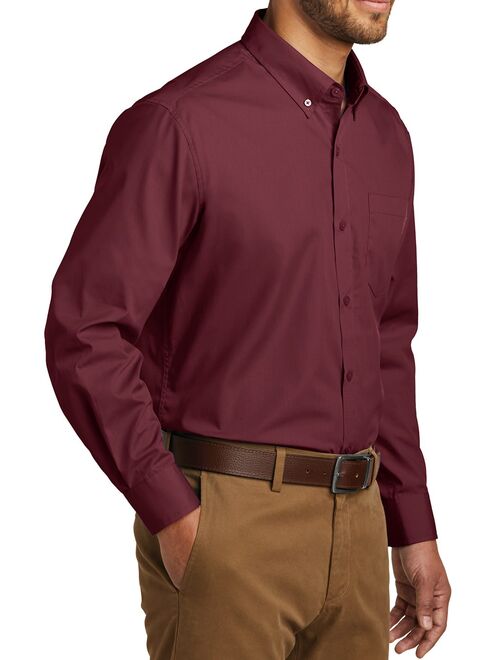 Mafoose Men's Long Sleeve Professional Uniform Carefree Poplin Shirt Burgundy X-Small