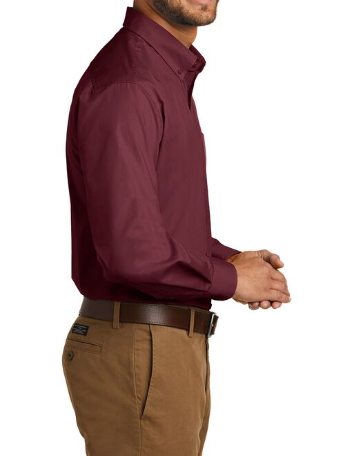 Mafoose Men's Long Sleeve Professional Uniform Carefree Poplin Shirt Burgundy X-Small